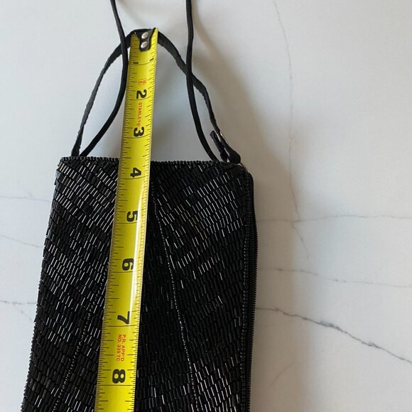Bamboo Trading Black Beaded Fabric Mini-Crossbody Bag/Clutch Handcrafted - Picture 10 of 11